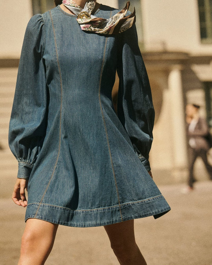 Denim fitted dress french blue