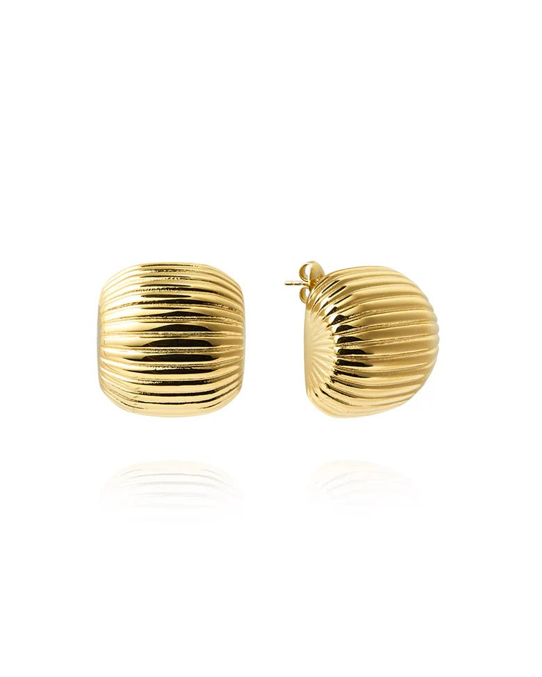 Mockberg Retro Ribbed Gold Earring