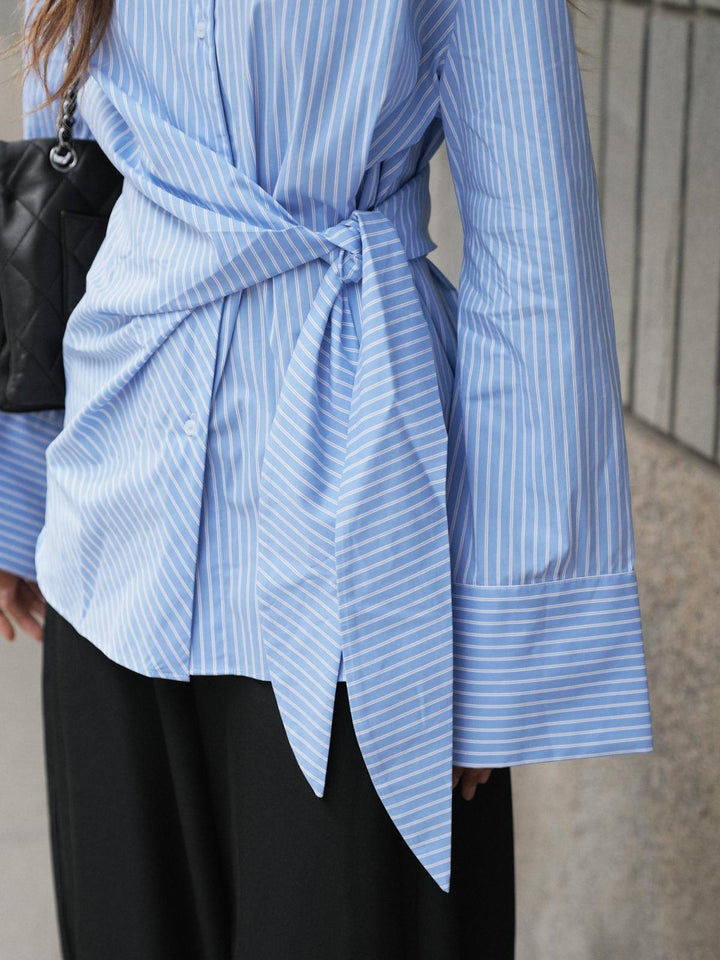 helisa stripe shirt light blue