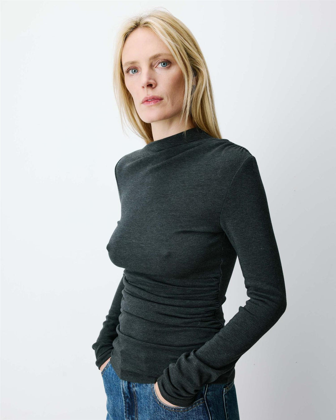 Aurygny Long sleeve asymmetric draped top