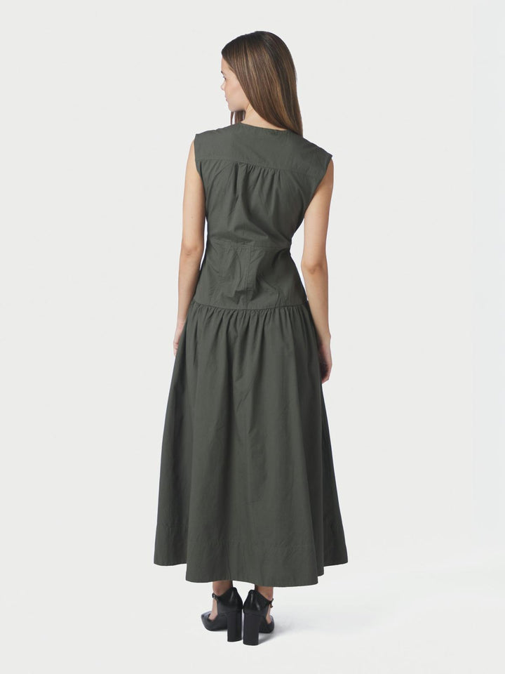 Halise poplin dress army