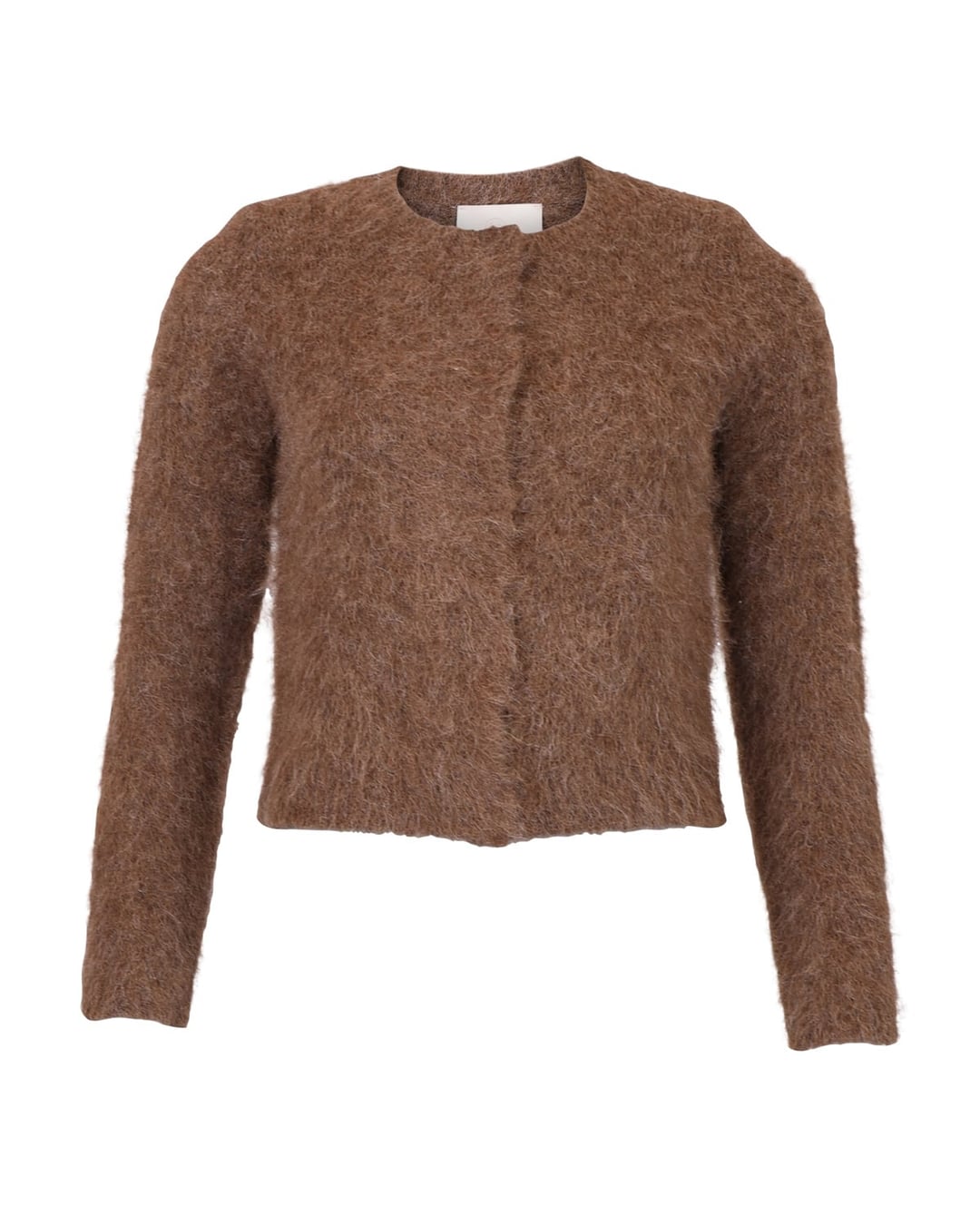 Hairy knit jacket brown