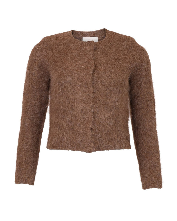 Hairy knit jacket brown