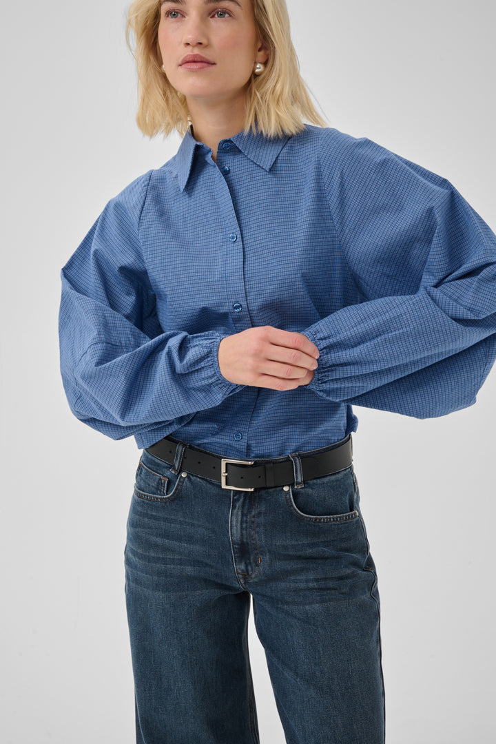 Ilse balloon sleeve shirt clear blue