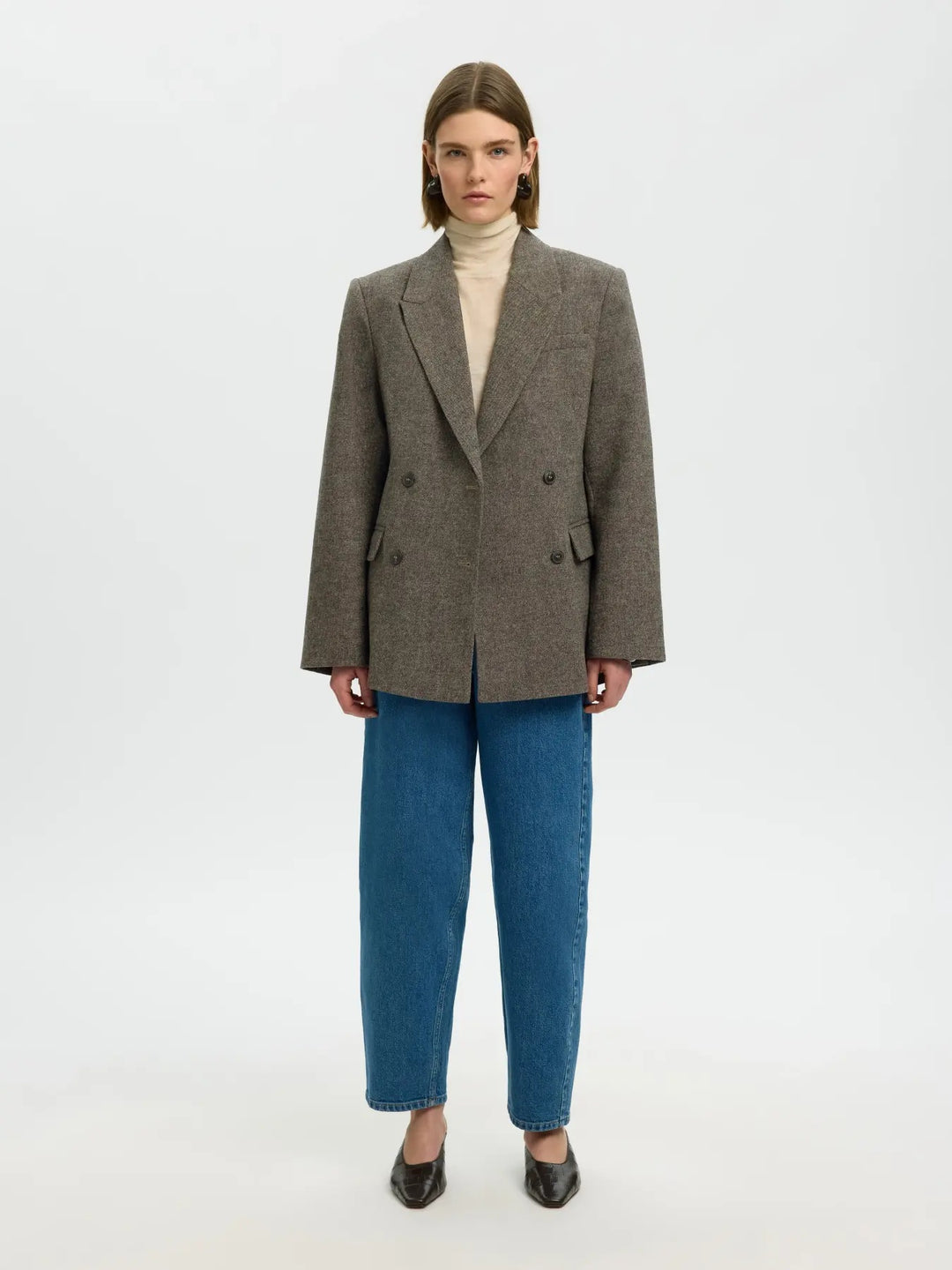 Reeda wool blend blazer brownie