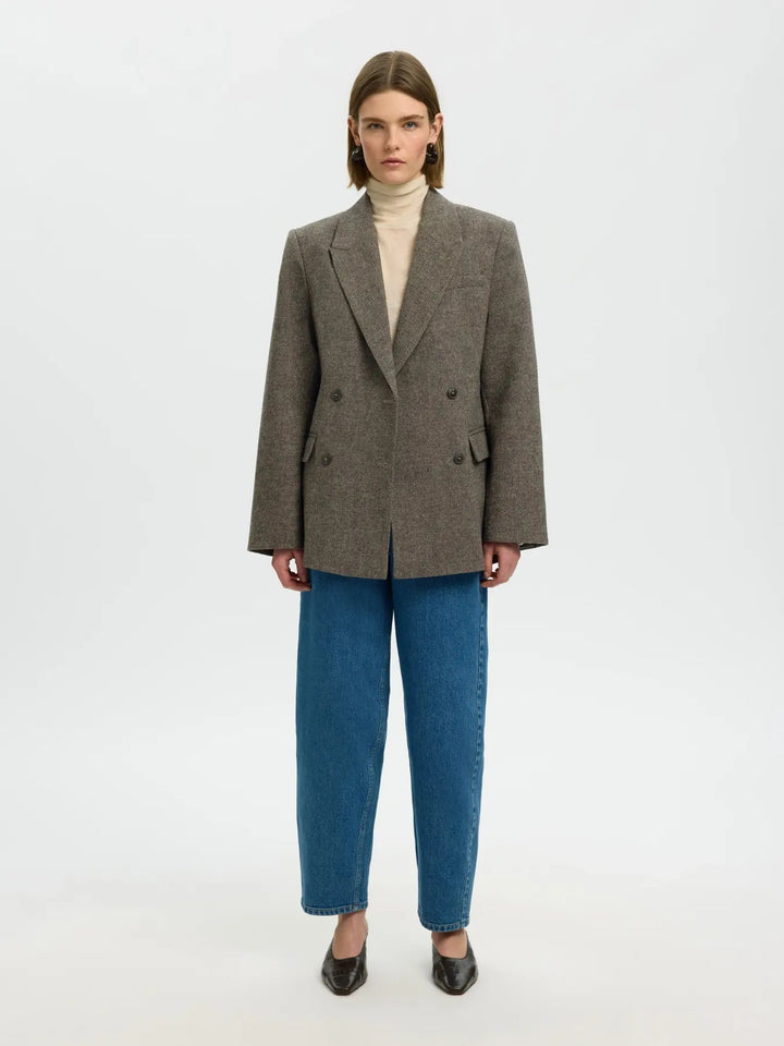 Reeda wool blend blazer brownie