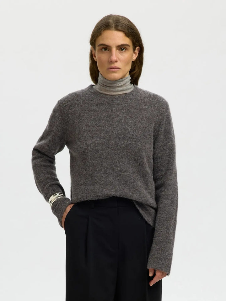 lulu new knit o-neck medium grey