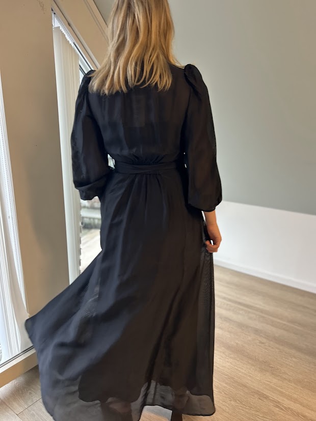 Striped organza belt dress