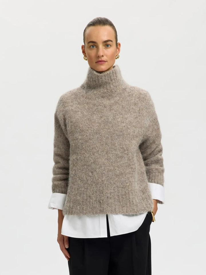 Gabriella knit high neck steel gray