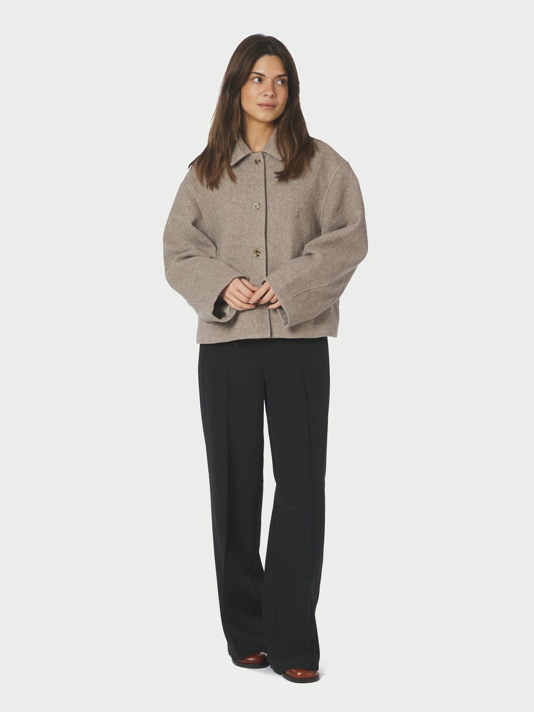 Hamra herringbone twill jacket beige