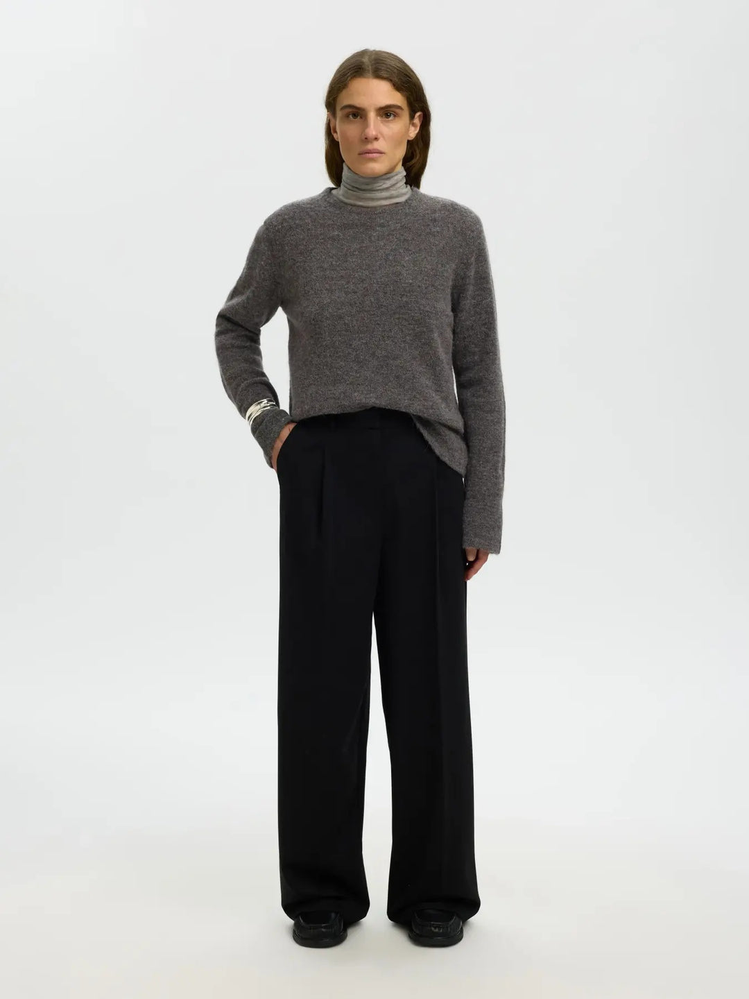 lulu new knit o-neck medium grey