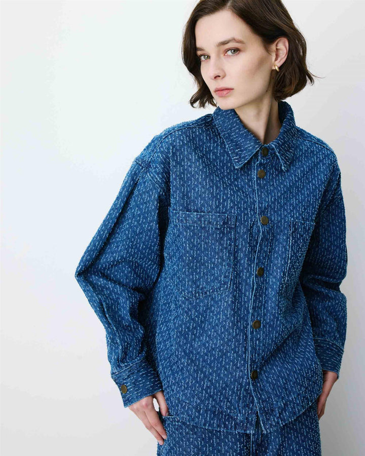 Adriana printed denimshirt medium blue