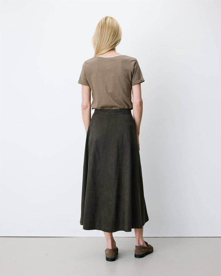 Ariana Flared maxi suede effect skirt