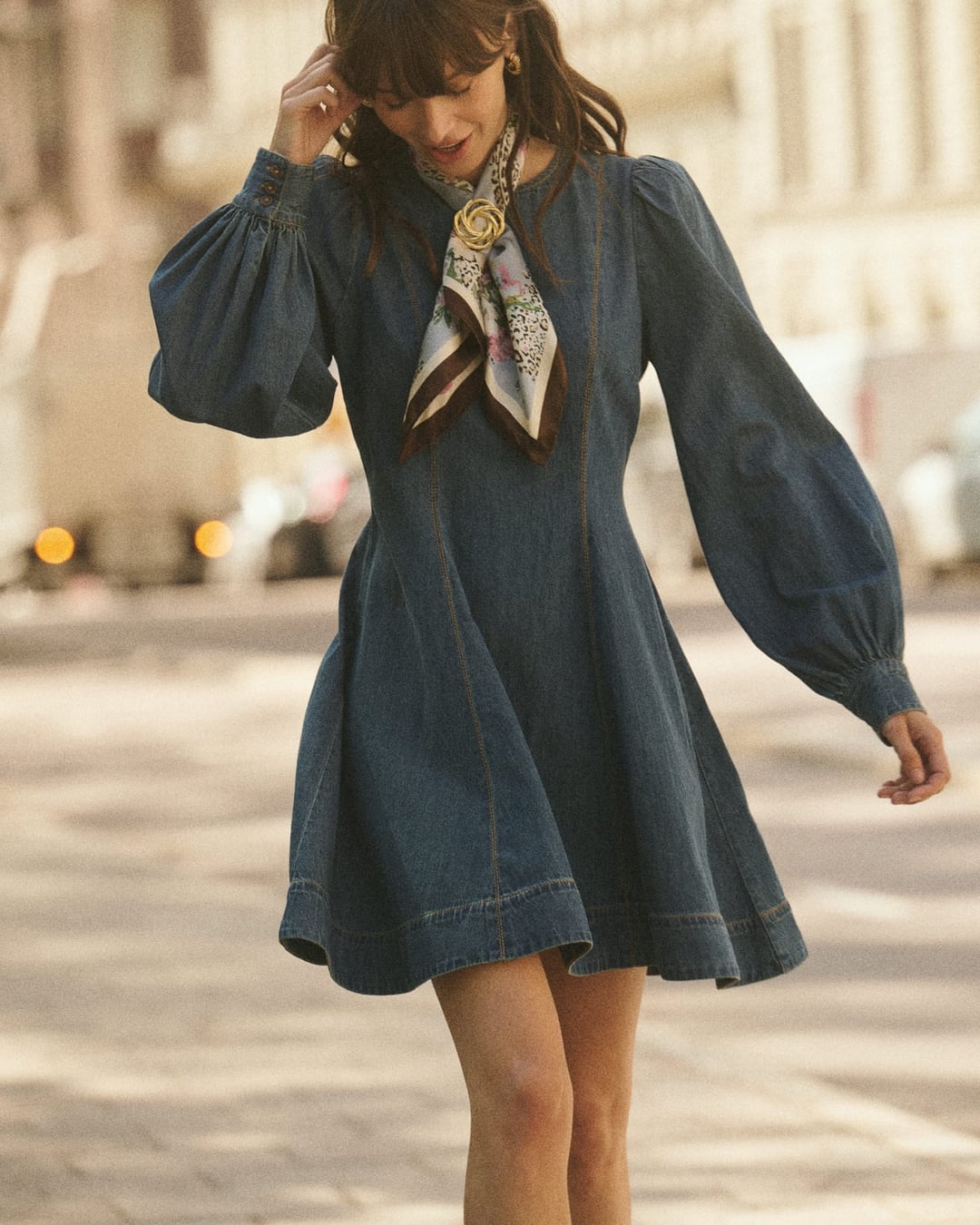 Denim fitted dress french blue