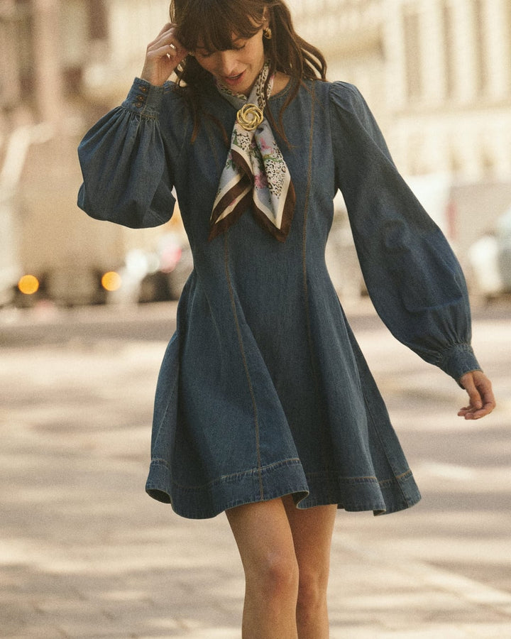 Denim fitted dress french blue