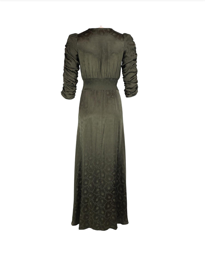 Jacquard button down dress forest