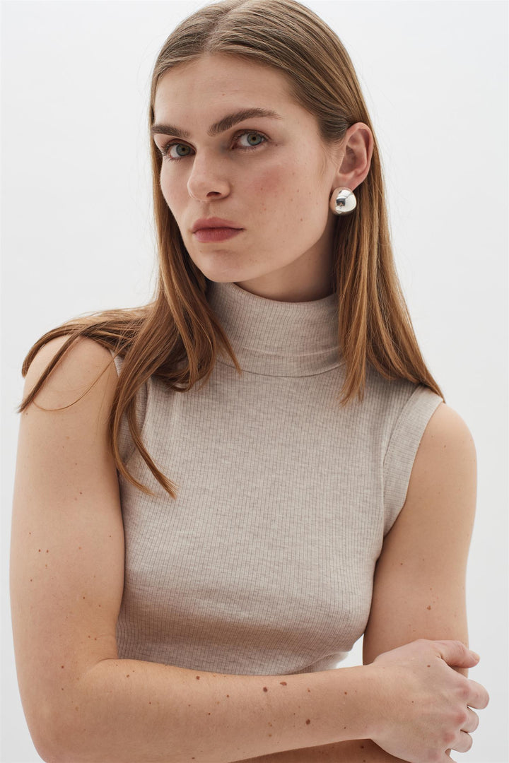 Dagna Melange Roll Neck Top