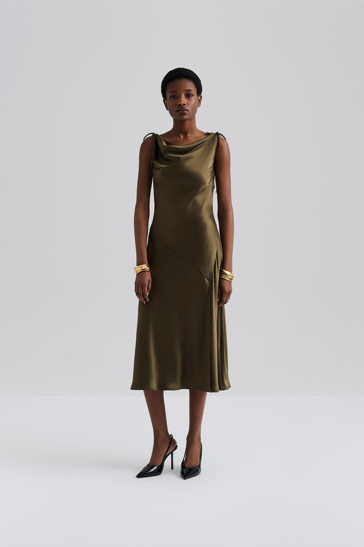Zarea Tie Satin Mid dress