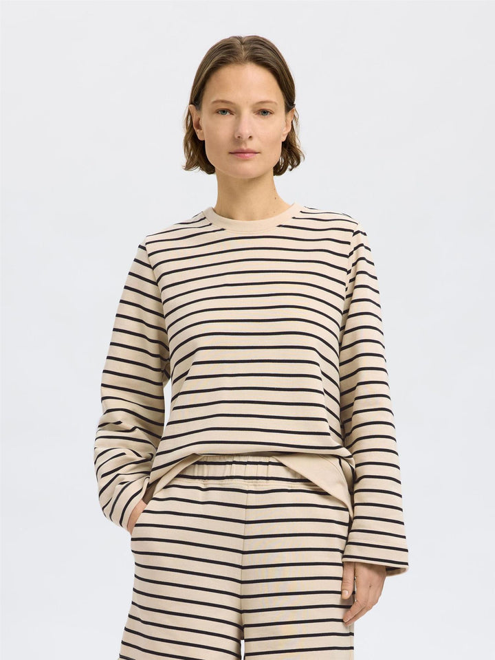 ELISE LS O-NECK WIDE STRIPED SWEAT