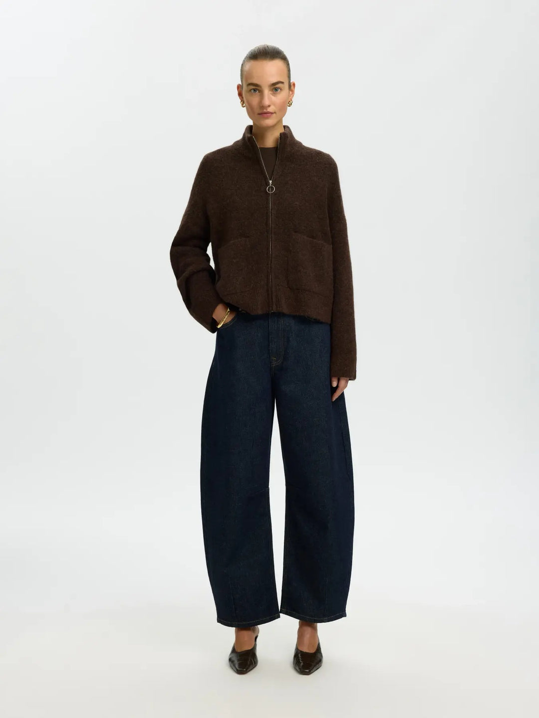 sia ras knit zipper cardigan delicioso