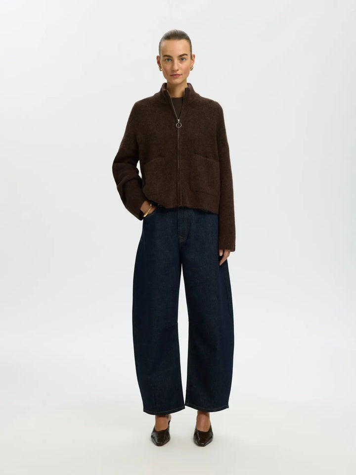 sia ras knit zipper cardigan delicioso
