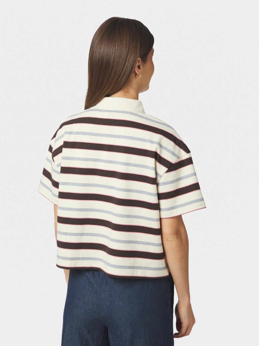 Vennera triple stripe polo tee grey