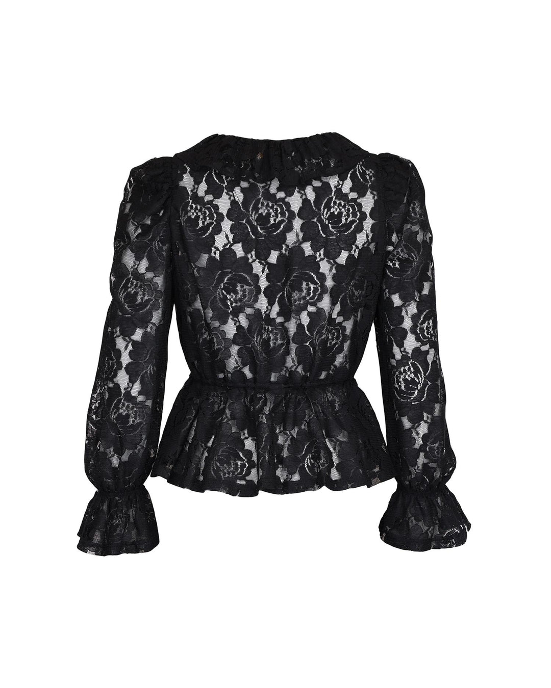 Lace flounce top black