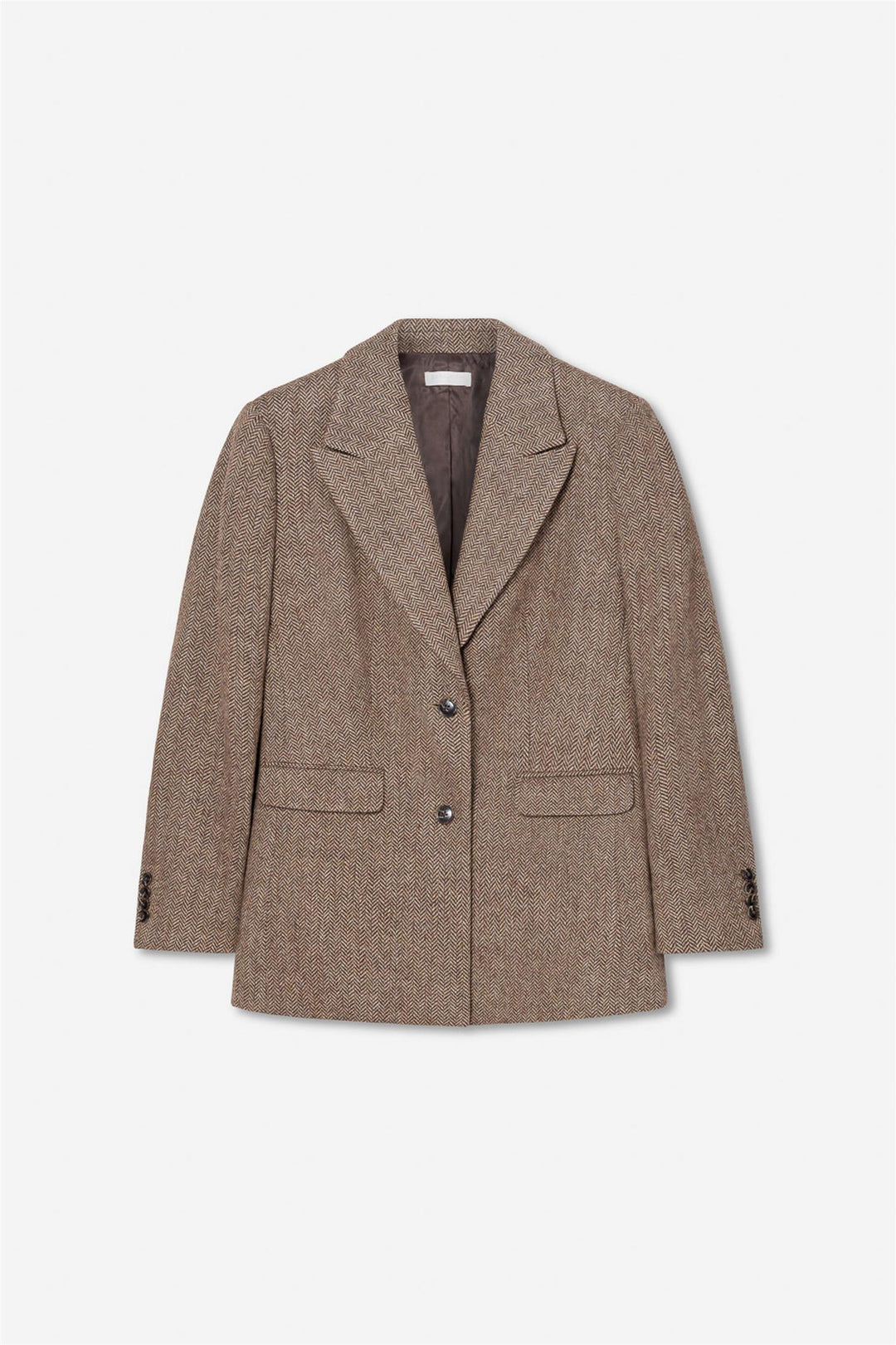 abby herringbone blazer cognac