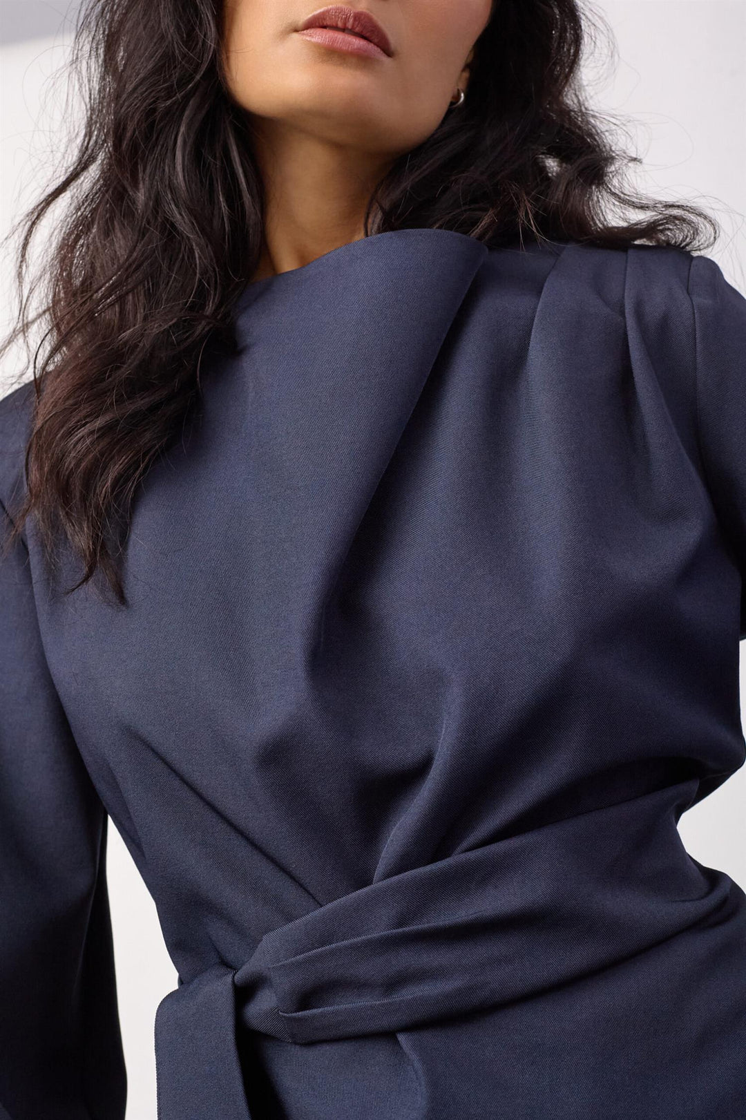 Luna tie blouse navy