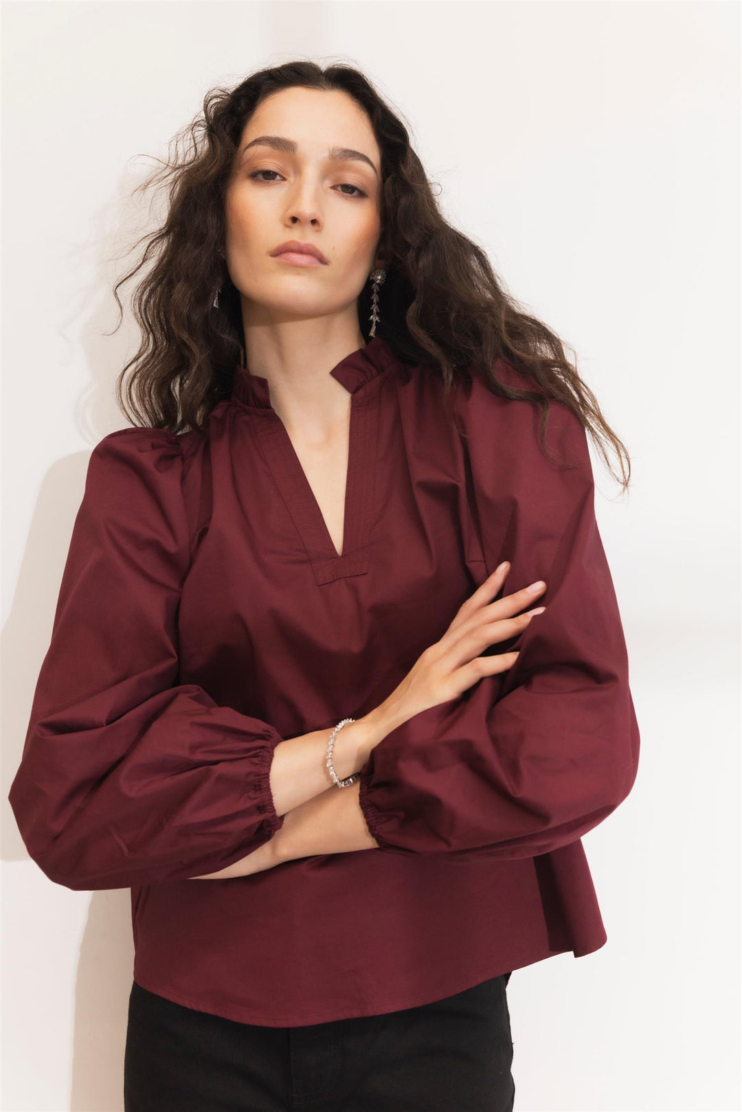 infinity blouse dark red