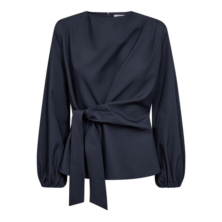 Luna tie blouse navy