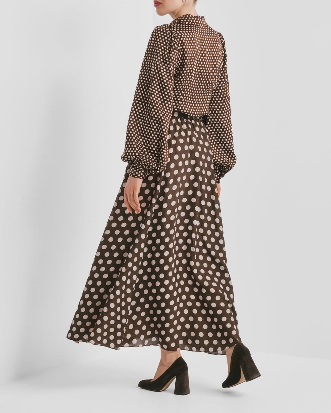 Striped organza maxi skirt dots