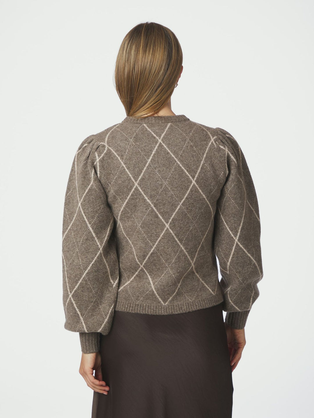 Koteas check knit cardigan taupe