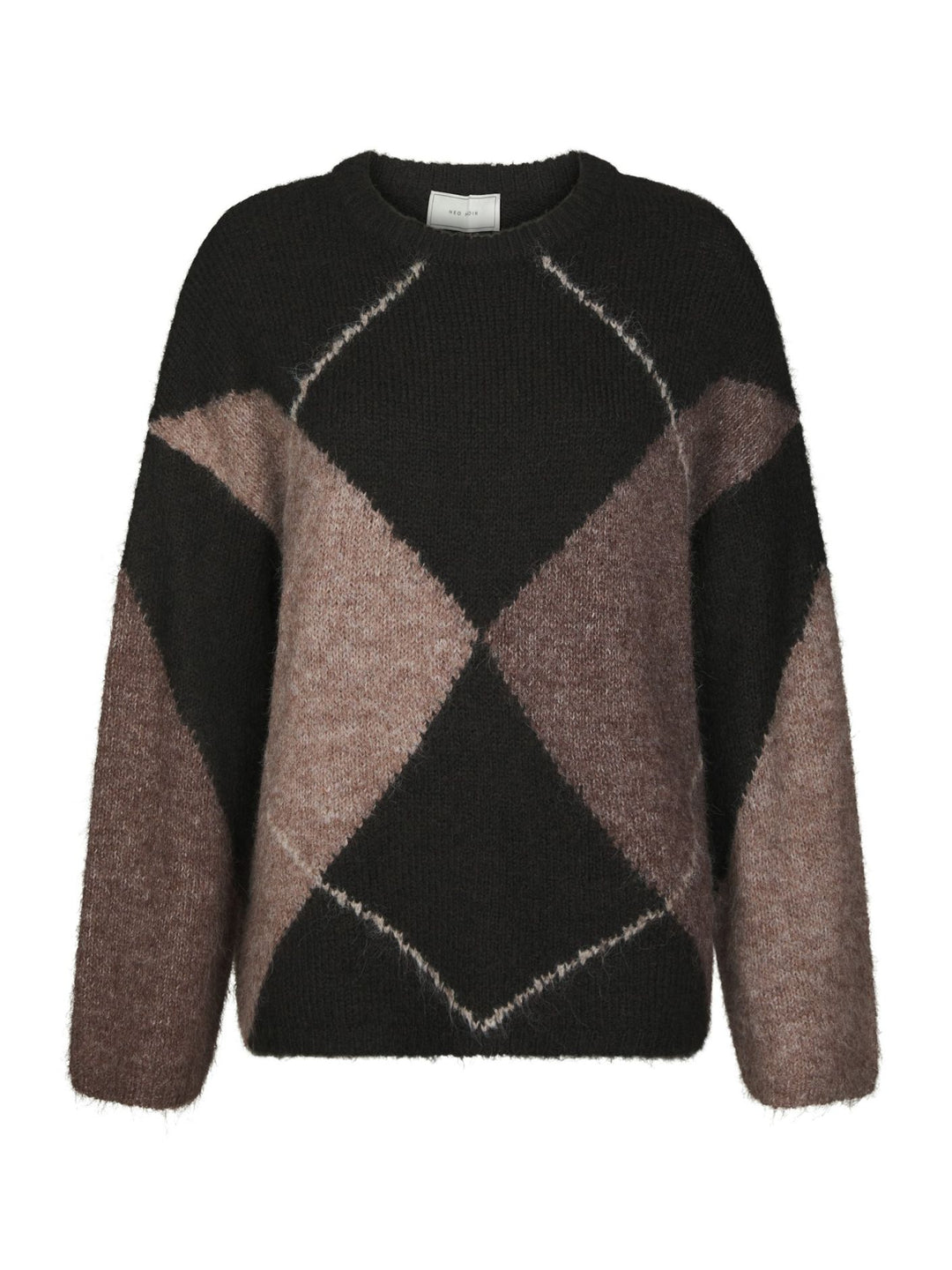 Inga check fluff knit blouse dark brown