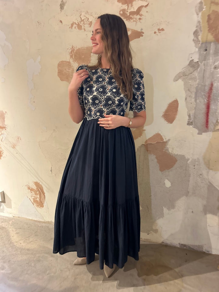 Broderie Angalise Maxi Dress Marine