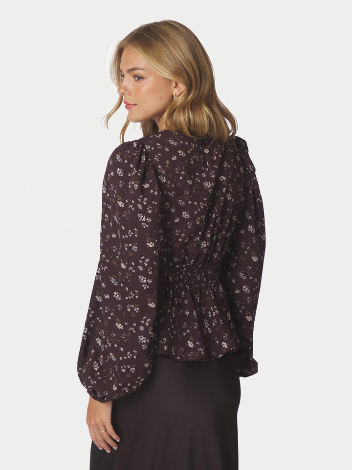 Delphine flowerbunch blouse chocolate plum