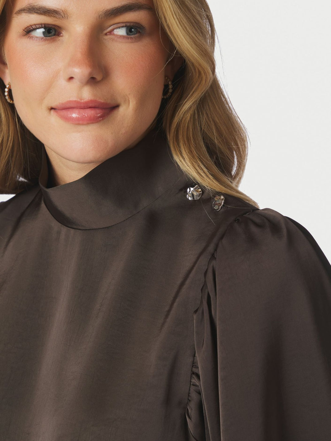 Parisa heavy sateen blouse dark brown