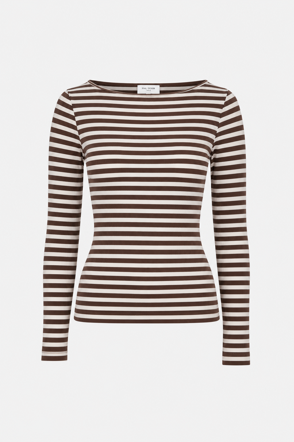 petronella rib boatneck brown stripe