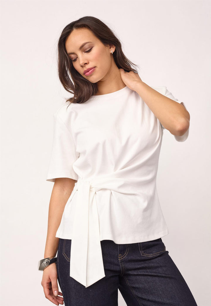 Oriane pleat tie tee white