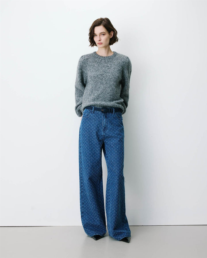 Socca loose printed jeans medium blue