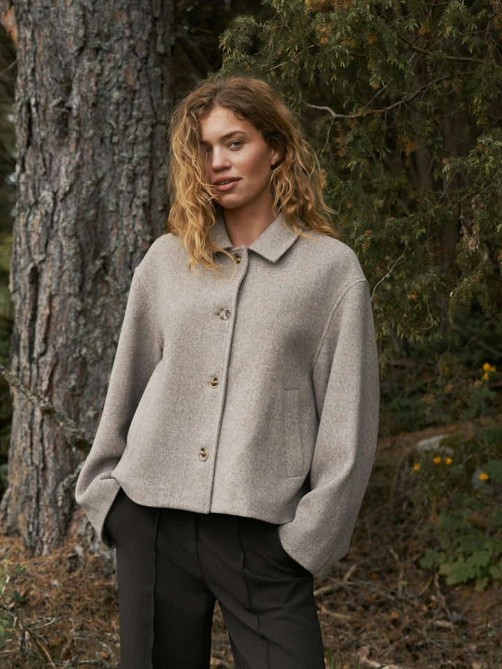 Hamra herringbone twill jacket beige