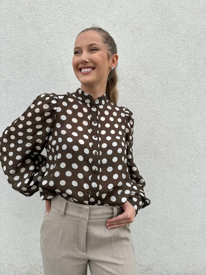 Striped organza blouse dots