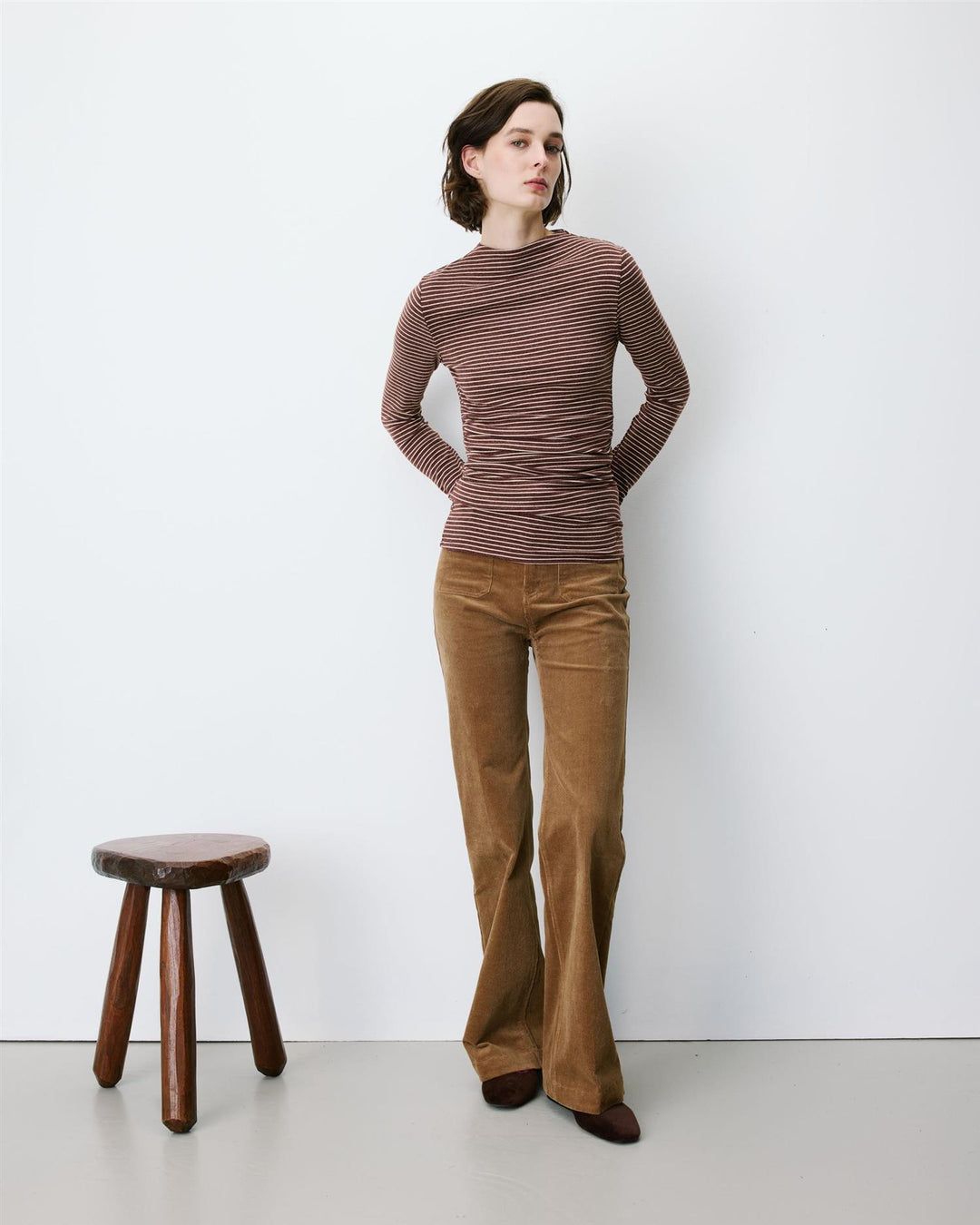 Aralee stripe top with gathered waist