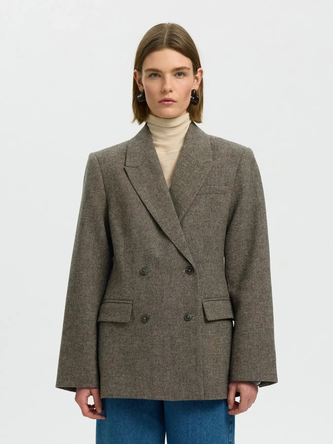 Reeda wool blend blazer brownie