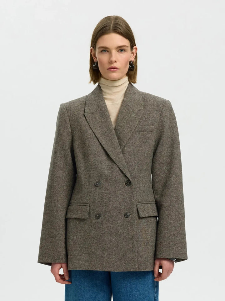 Reeda wool blend blazer brownie