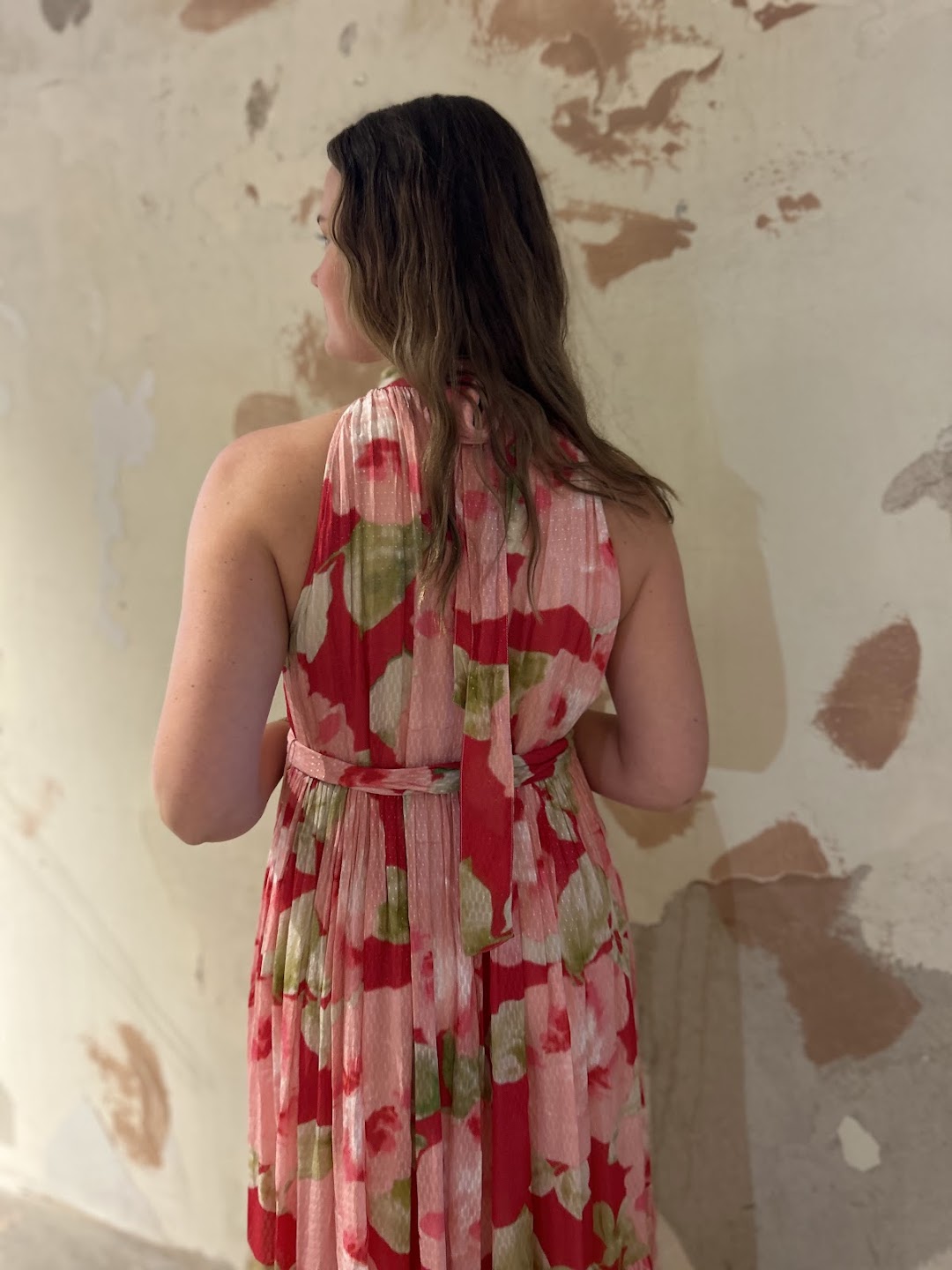 Dotted Georgette Halterneck Dress