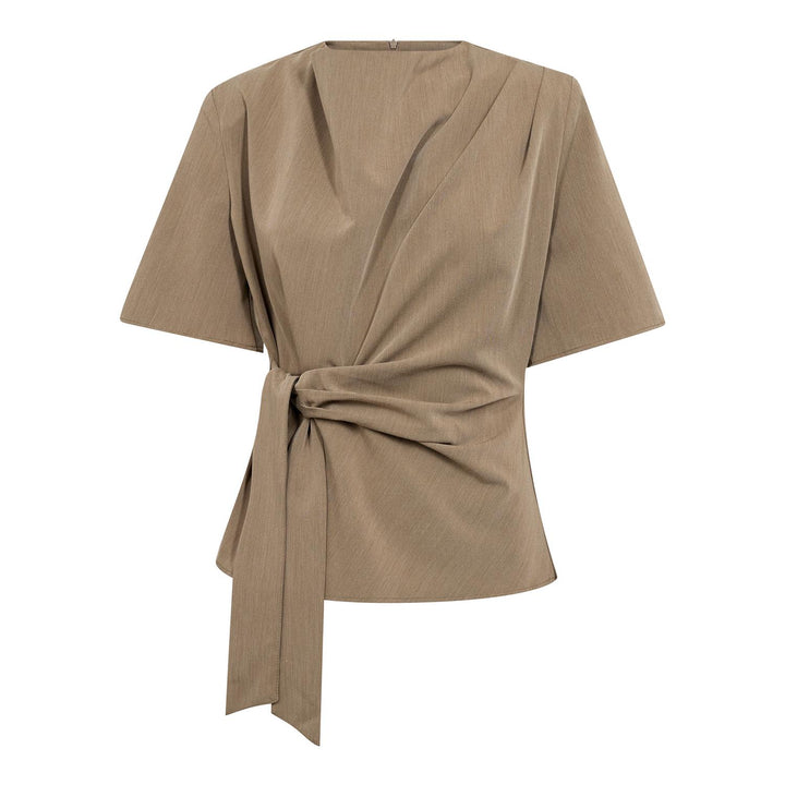 Melva Tie blouse faded khaki