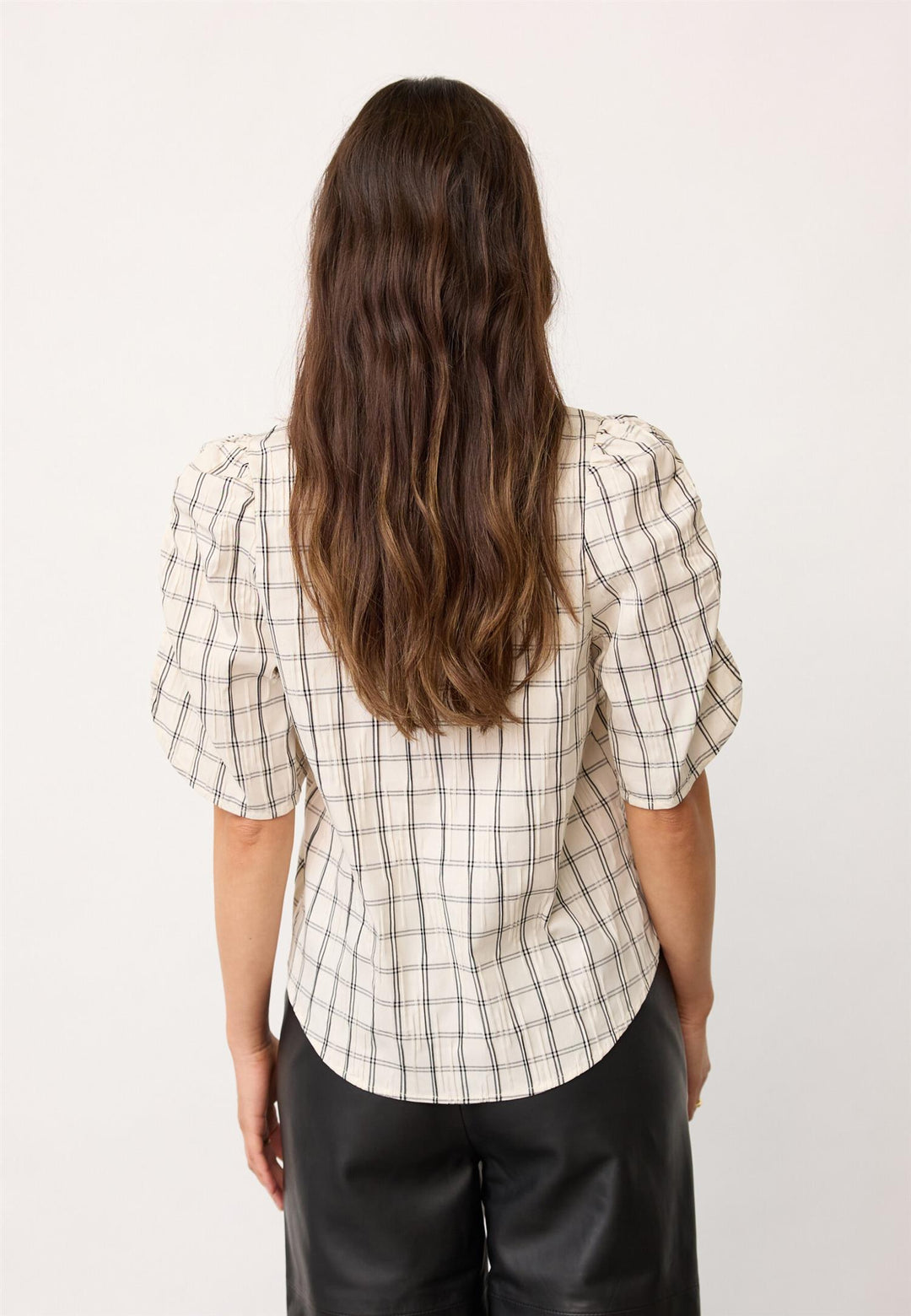 Biso check v-blouse off white