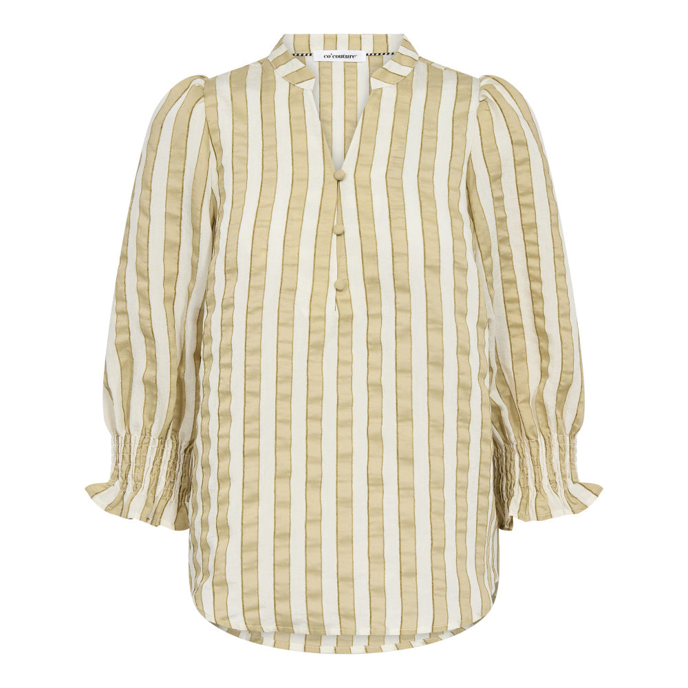 Saila stripe V-blouse olive