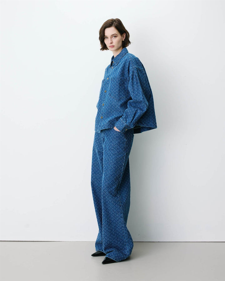 Adriana printed denimshirt medium blue